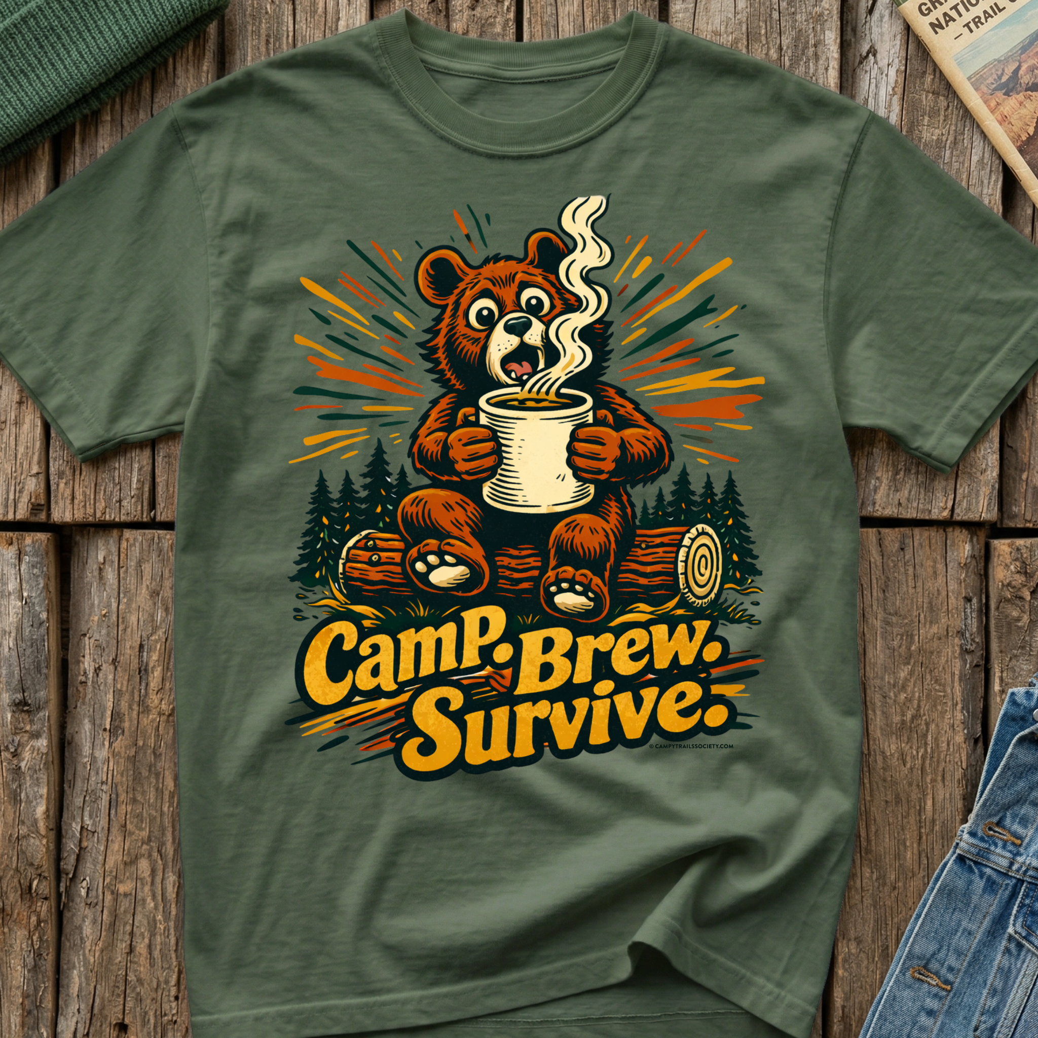 Camp. Brew. Survive. Teddy T-Shirt