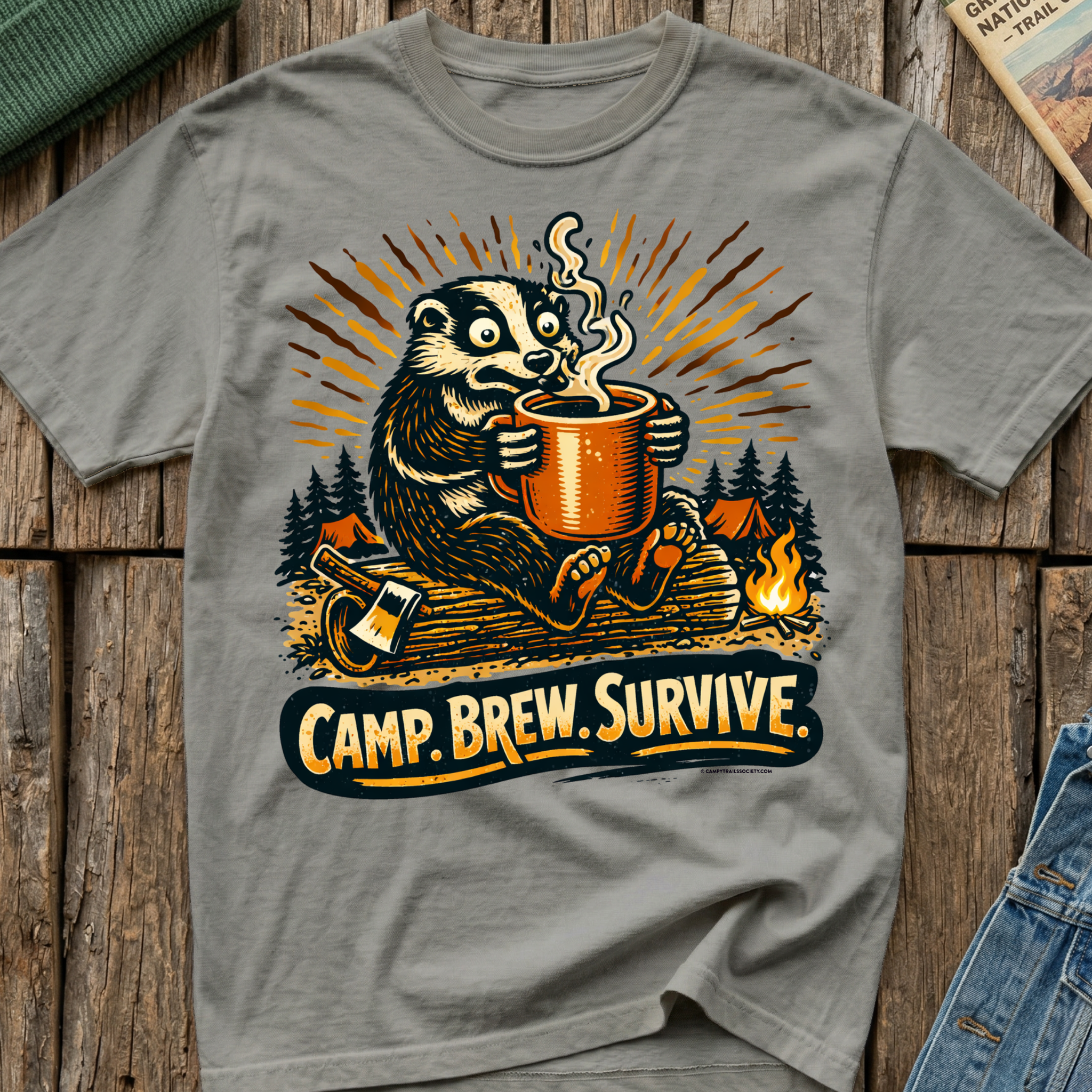 Camp. Brew. Survive. Badger T-Shirt