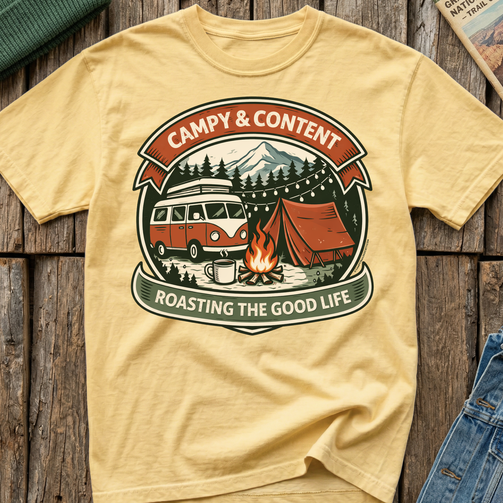 Campy & Content in a Bus T-Shirt