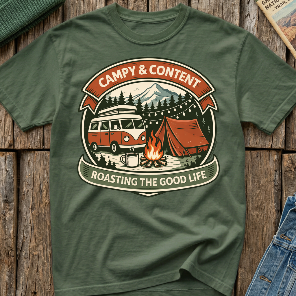 Campy & Content in a Bus T-Shirt