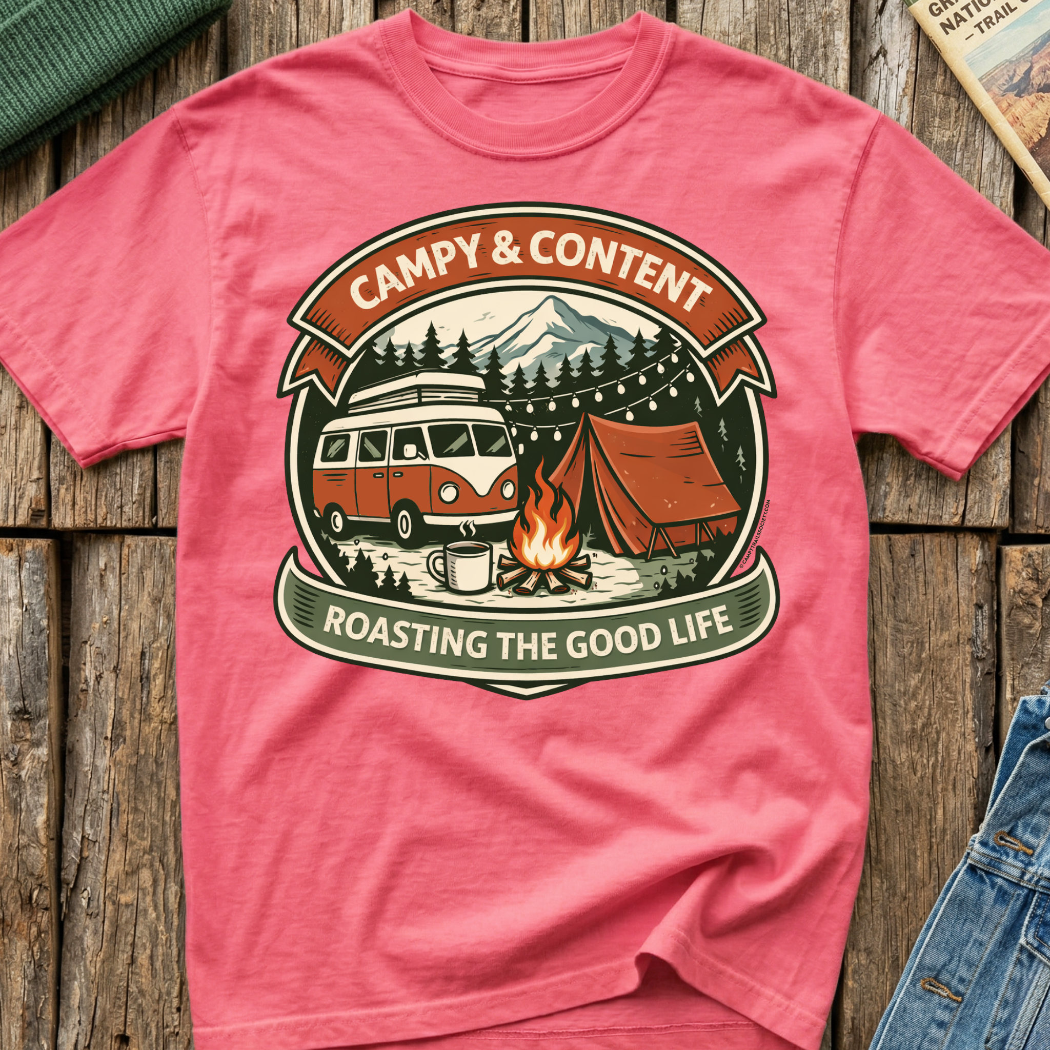 Campy & Content in a Bus T-Shirt