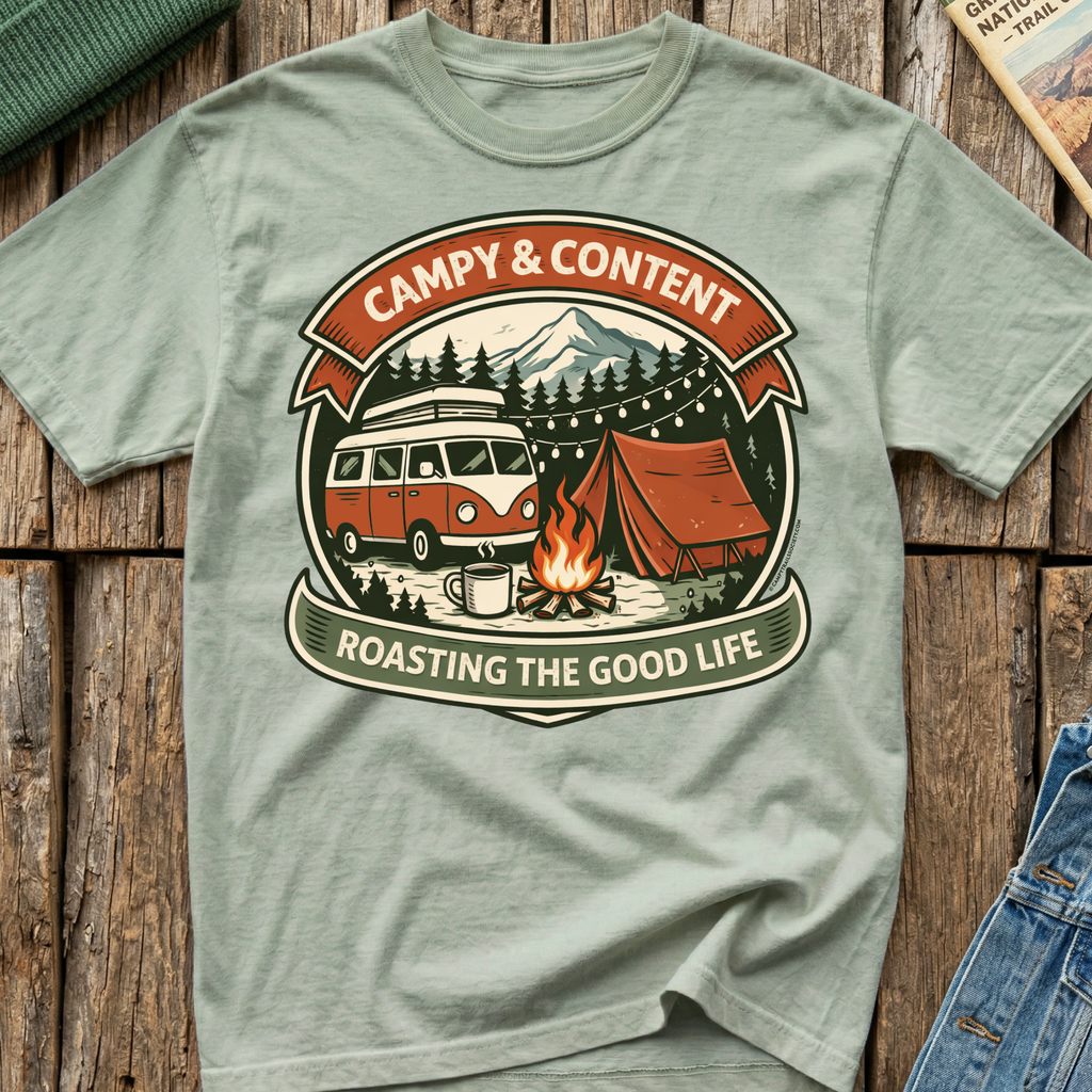 Campy & Content in a Bus T-Shirt