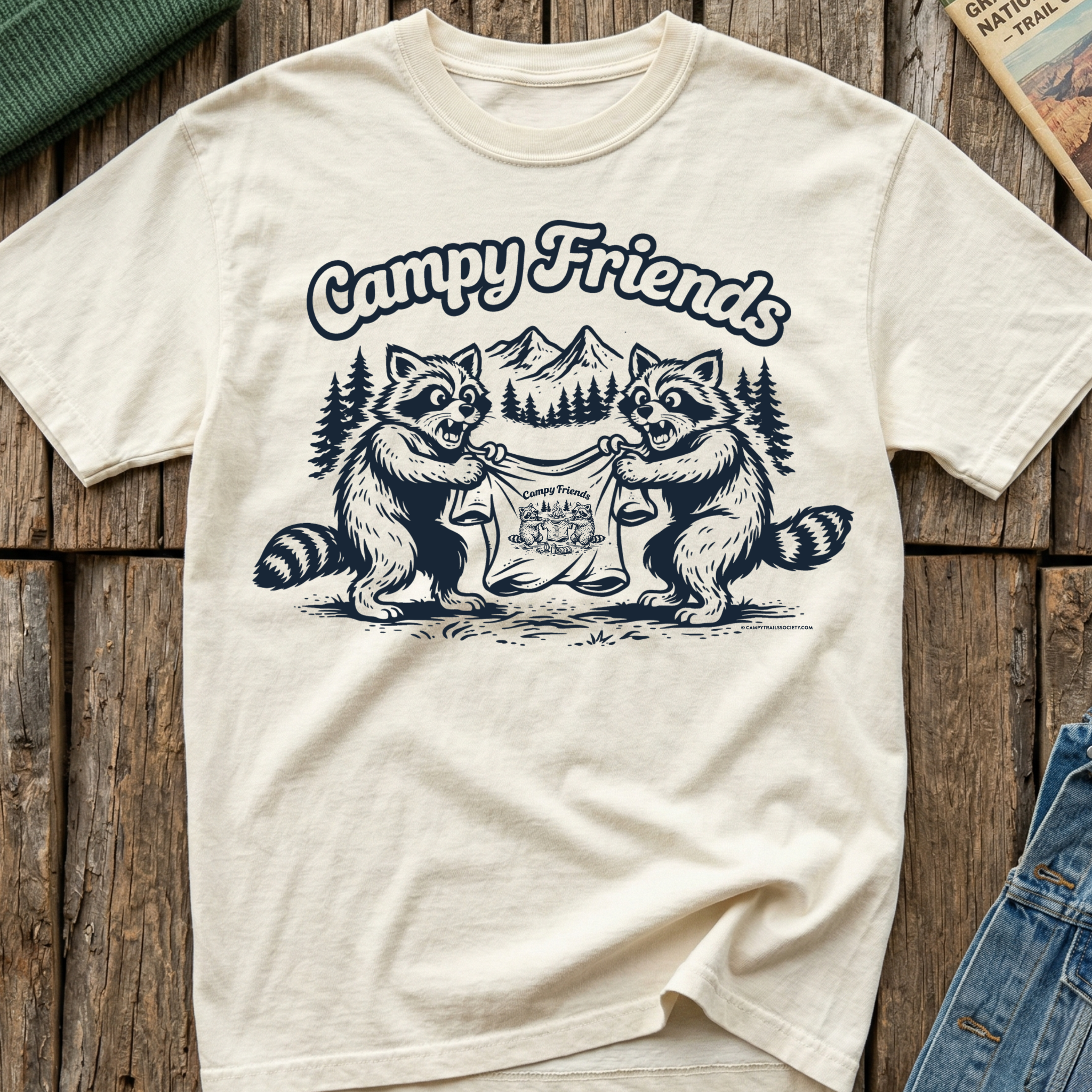 Campy Friends Raccoon Fight T-Shirt