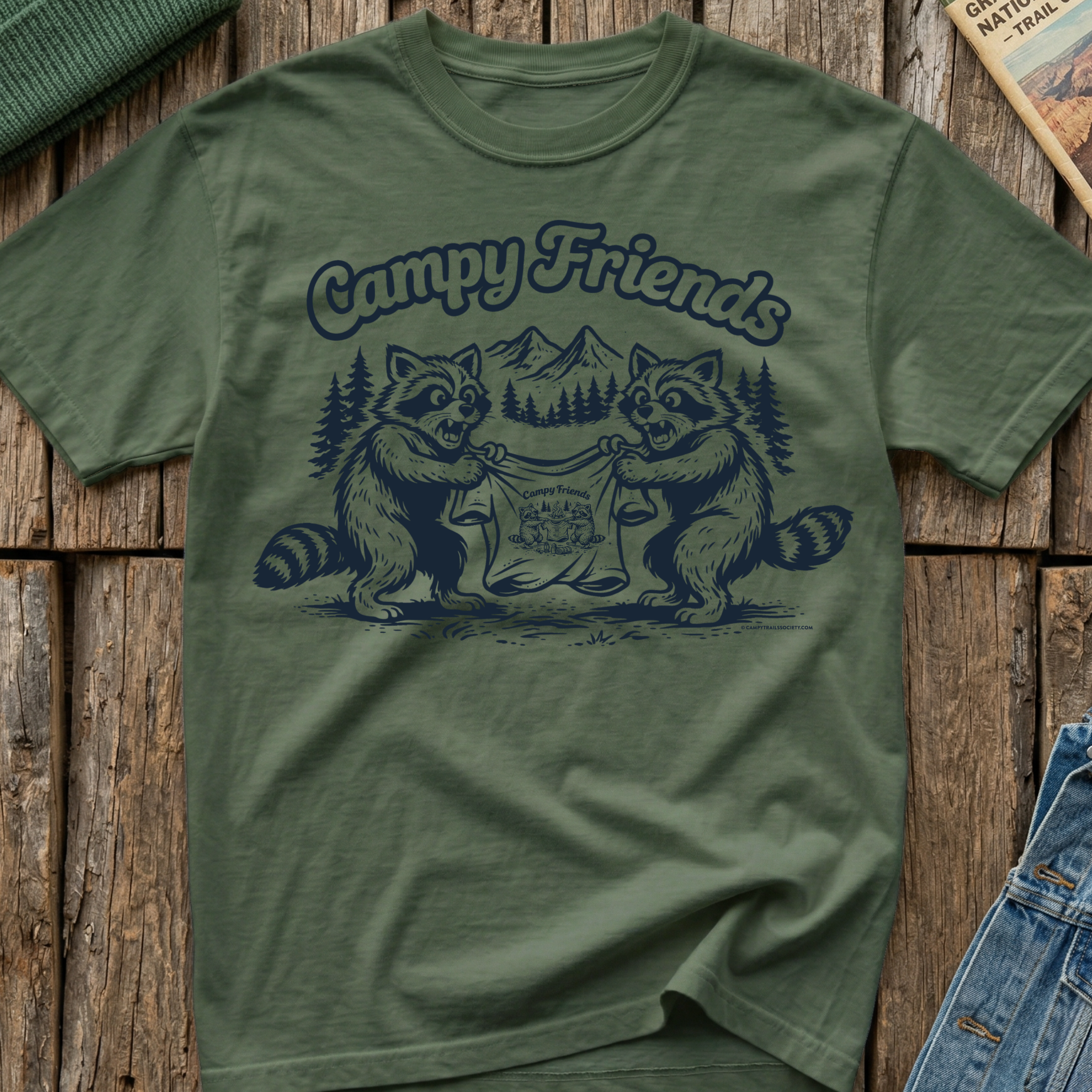 Campy Friends Raccoon Fight T-Shirt