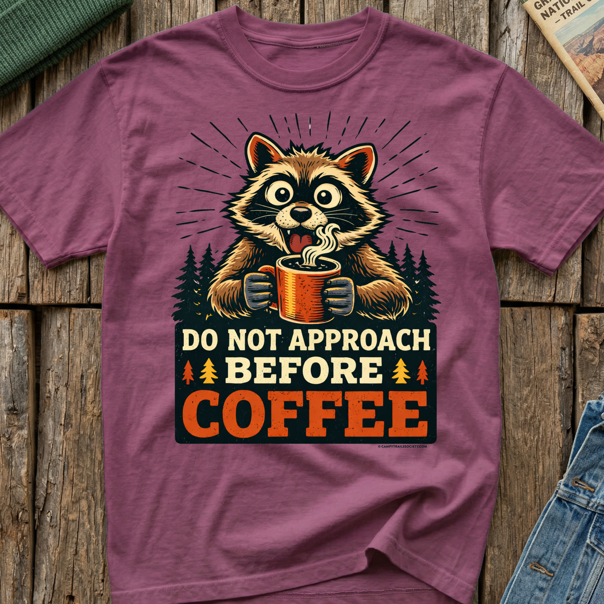 Do Not Approach Before Coffee Raccoon T-Shirt