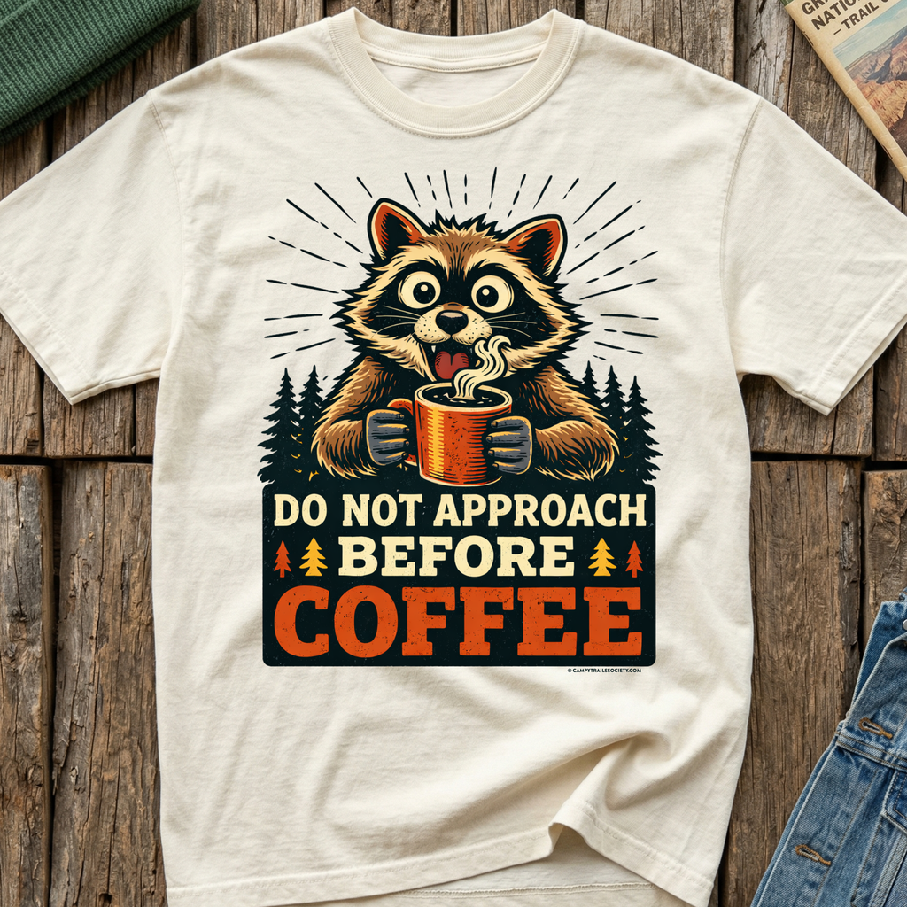 Do Not Approach Before Coffee Raccoon T-Shirt