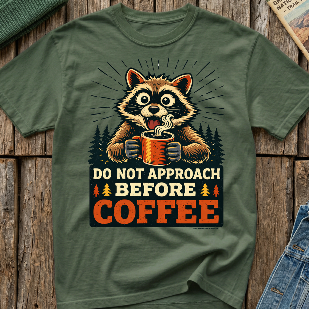 Do Not Approach Before Coffee Raccoon T-Shirt