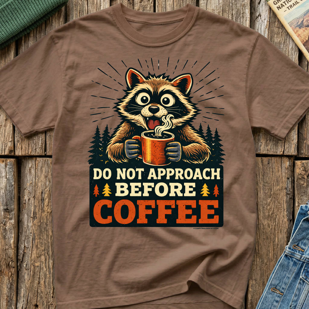 Do Not Approach Before Coffee Raccoon T-Shirt