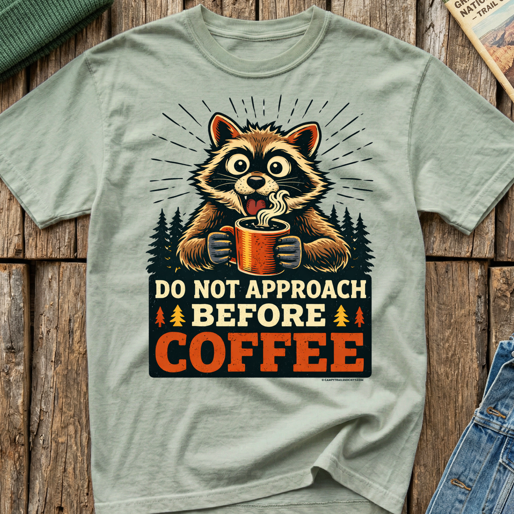 Do Not Approach Before Coffee Raccoon T-Shirt