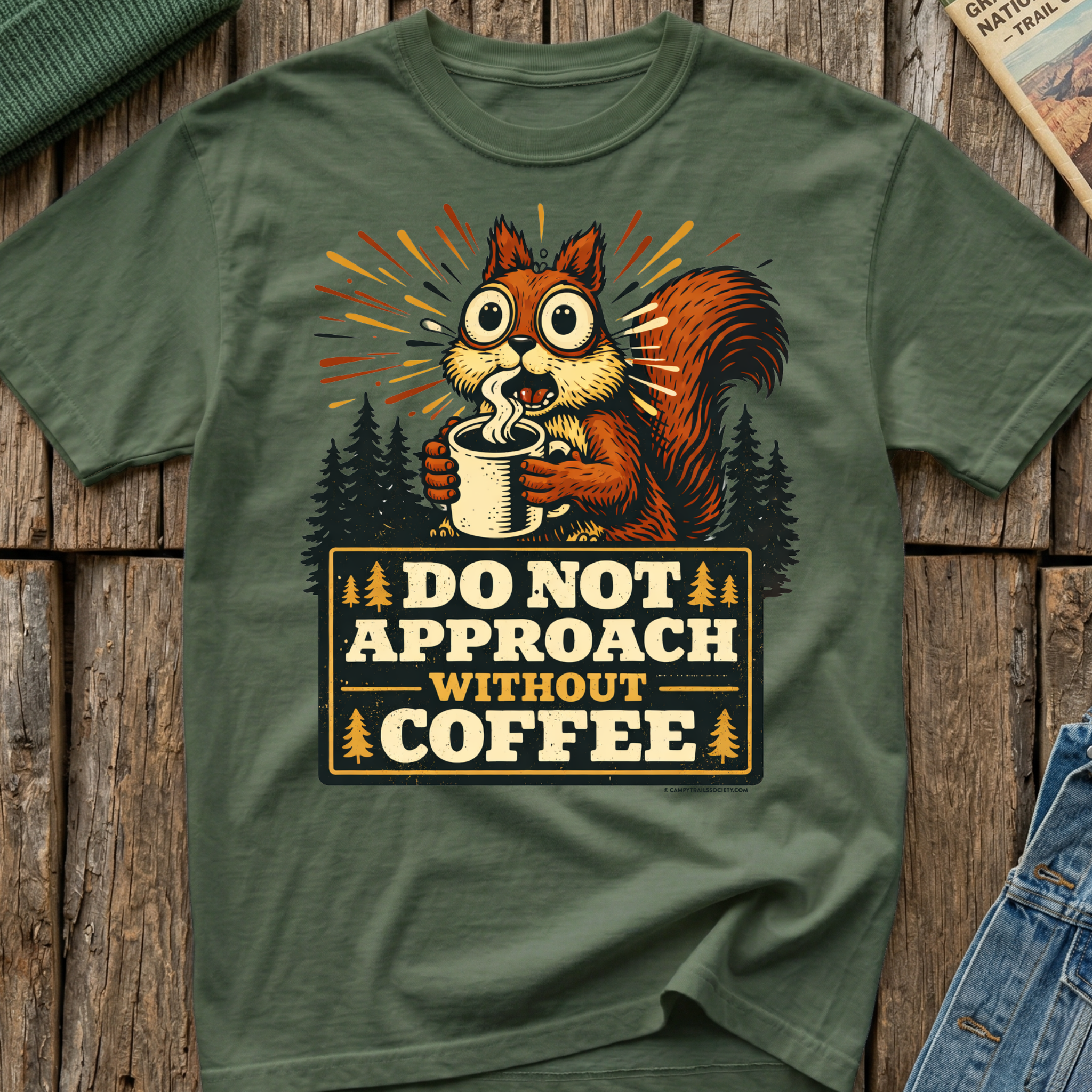 Do Not Approach Without Coffee Squirrel T-Shirt