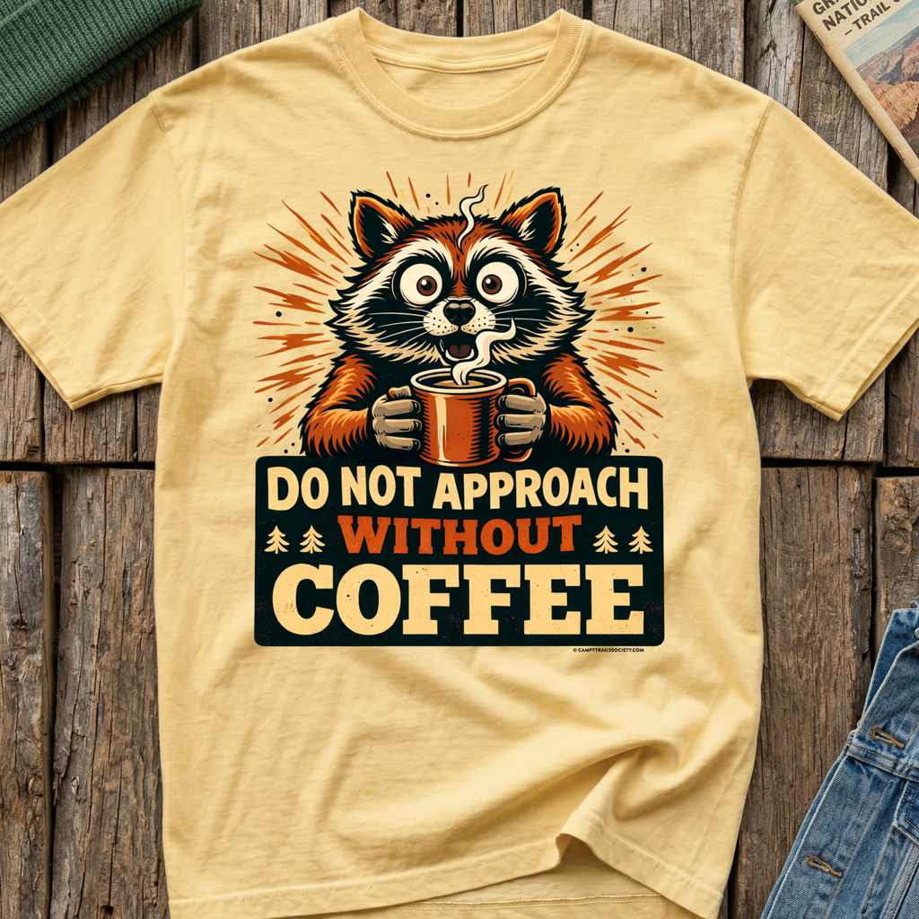 Do Not Approach Without Coffee Raccoon T-Shirt