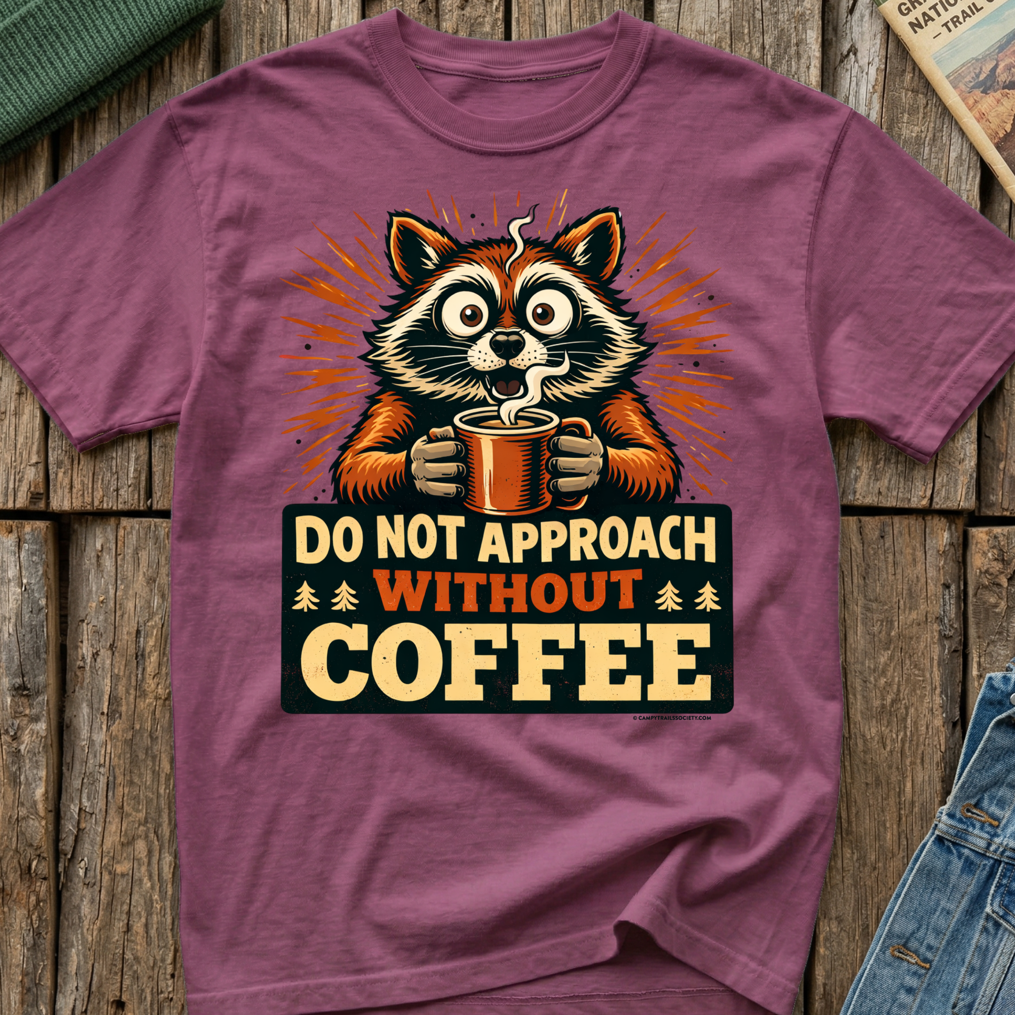 Do Not Approach Without Coffee Raccoon T-Shirt
