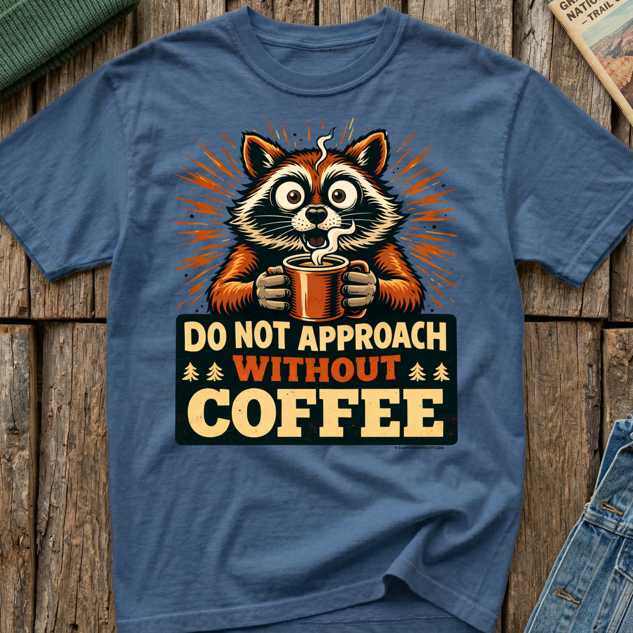 Do Not Approach Without Coffee Raccoon T-Shirt