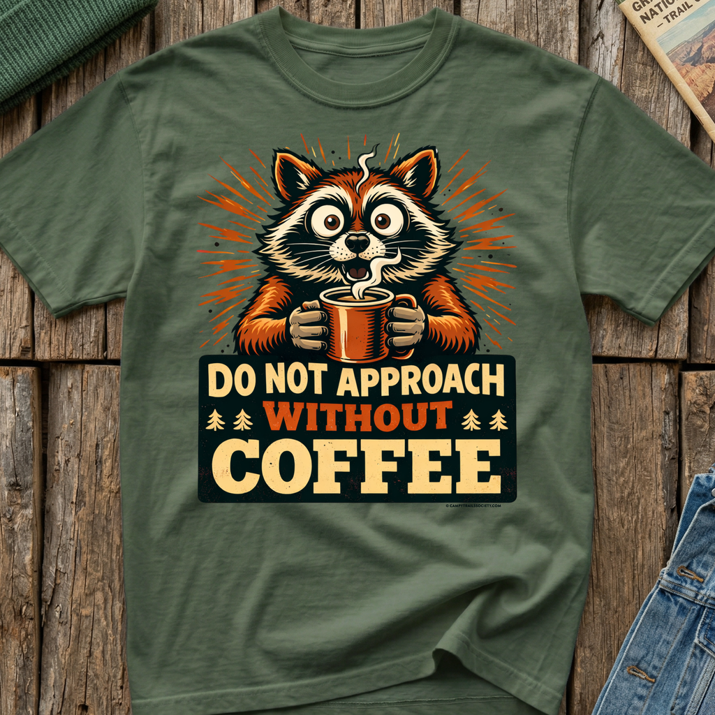 Do Not Approach Without Coffee Raccoon T-Shirt