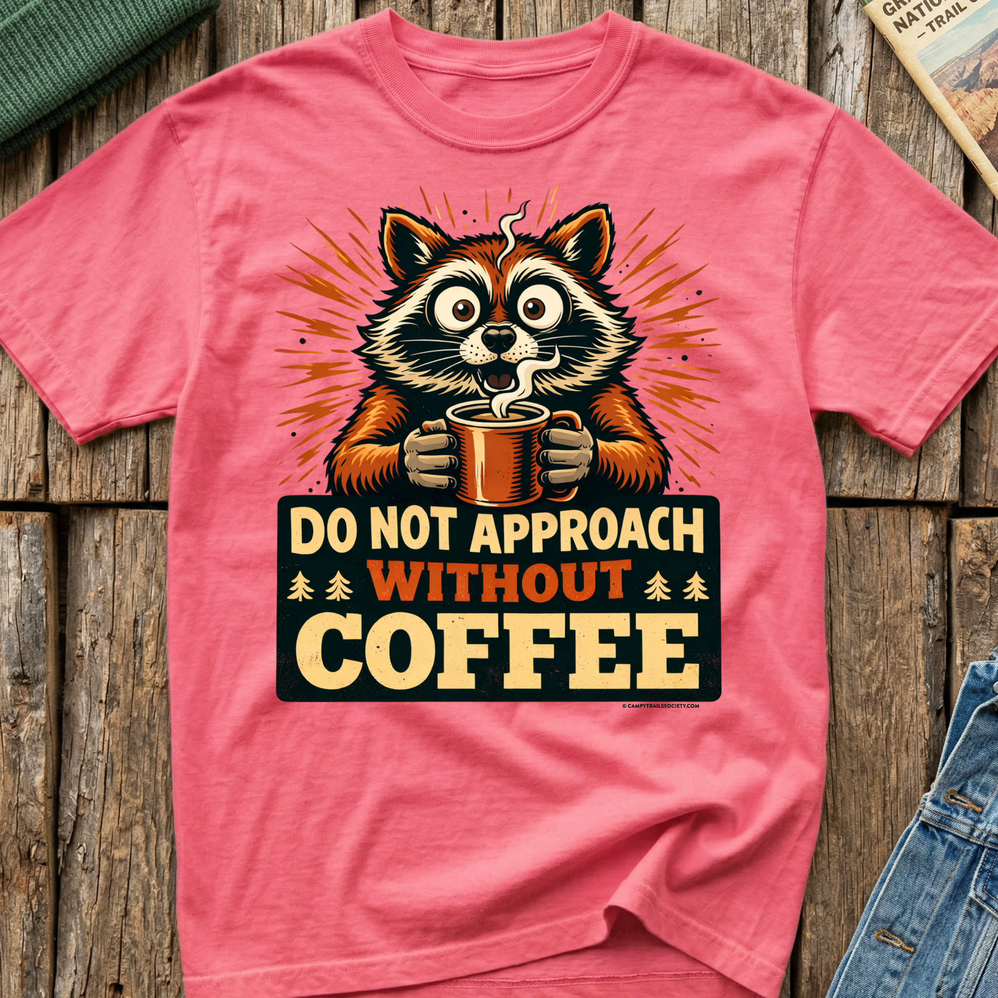 Do Not Approach Without Coffee Raccoon T-Shirt