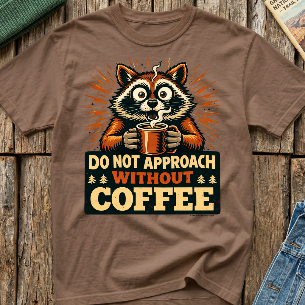 Do Not Approach Without Coffee Raccoon T-Shirt