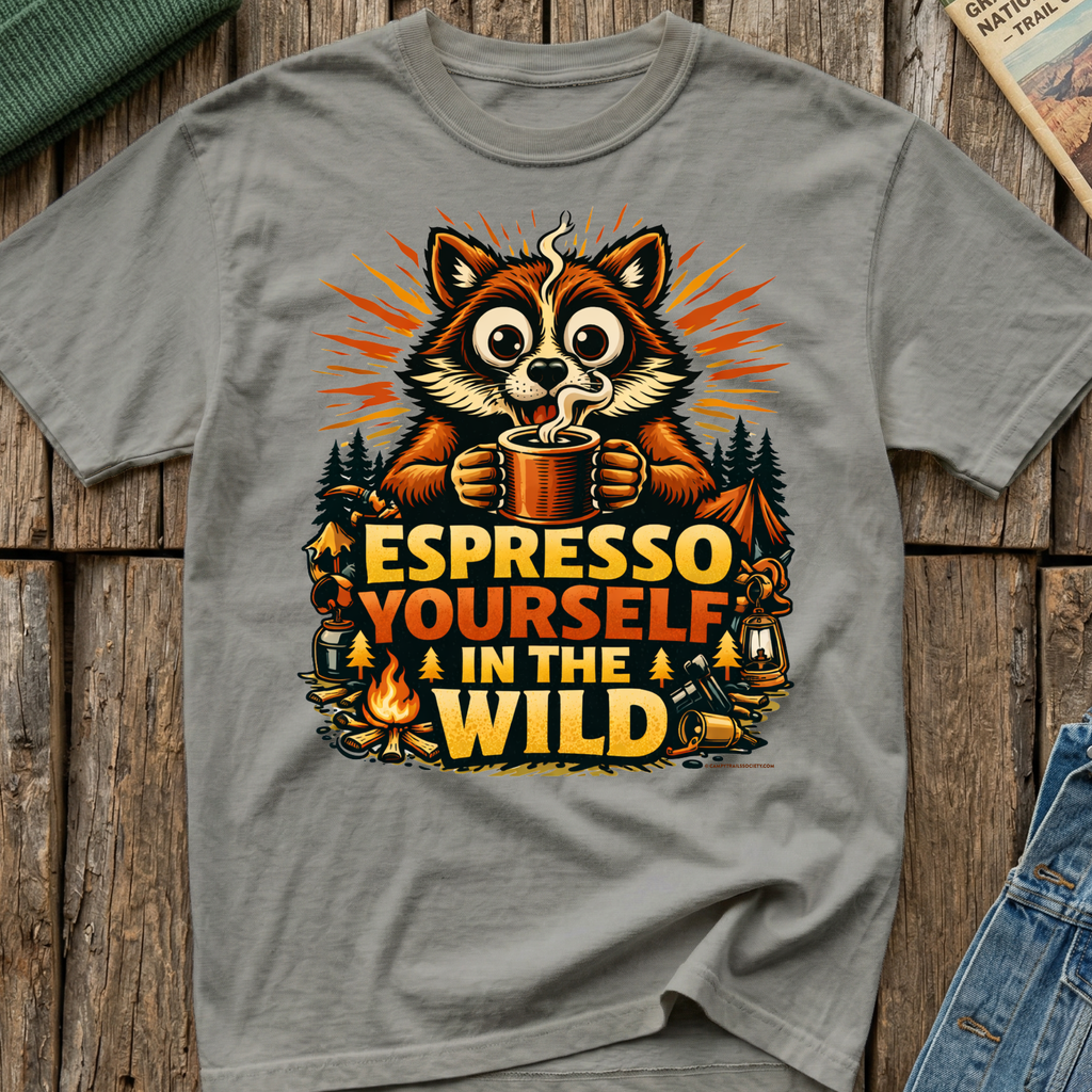 Espresso Yourself In The Wild Raccoon T-Shirt