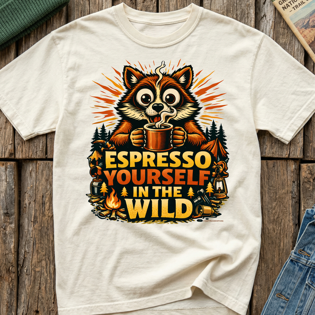 Espresso Yourself In The Wild Raccoon T-Shirt