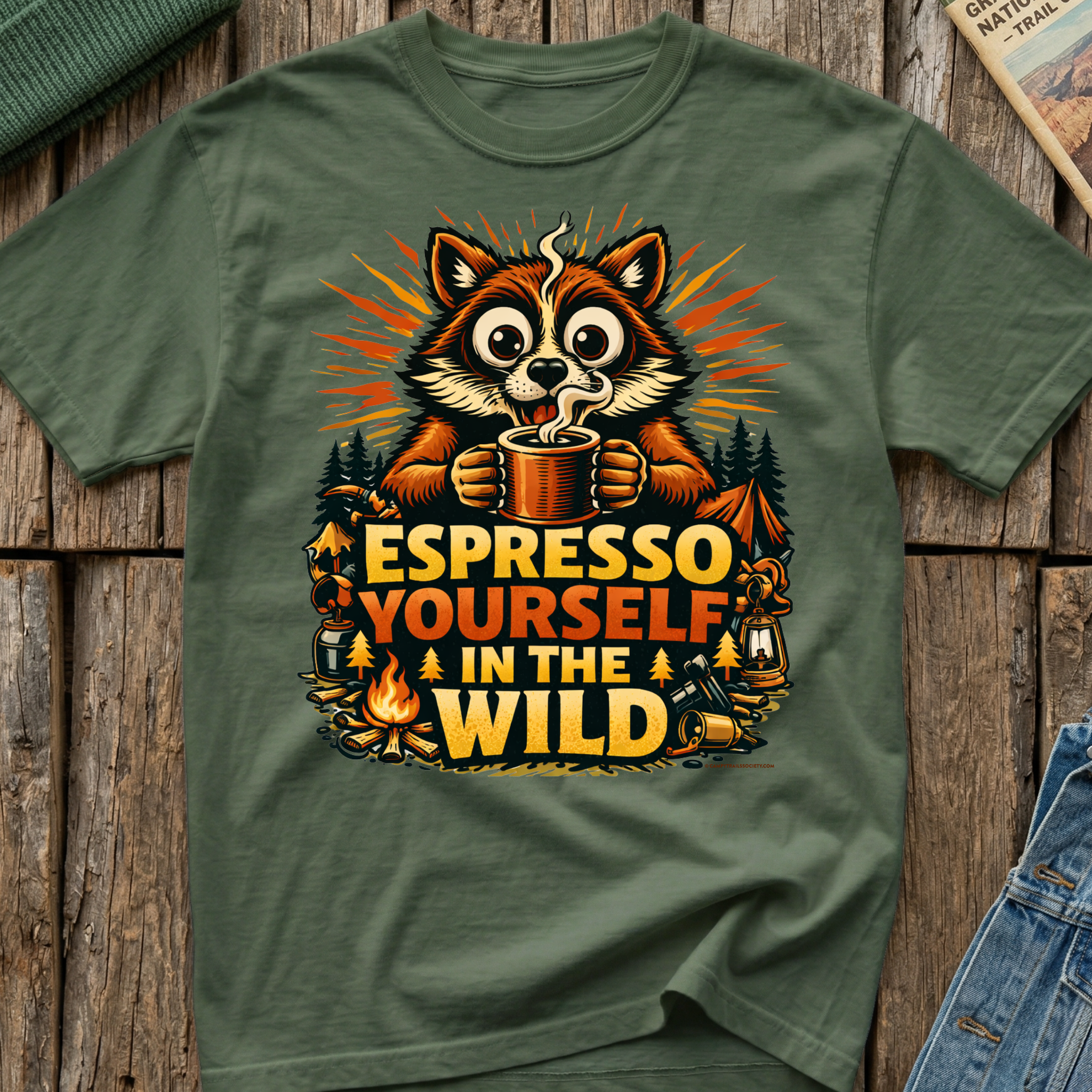 Espresso Yourself In The Wild Raccoon T-Shirt