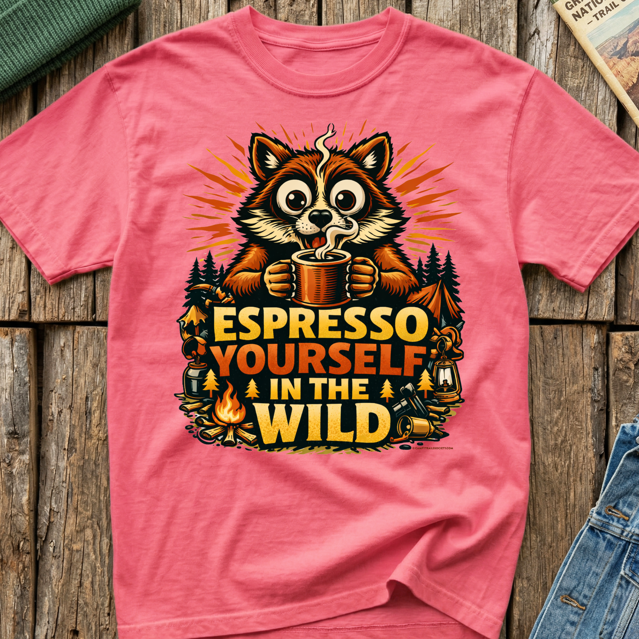 Espresso Yourself In The Wild Raccoon T-Shirt