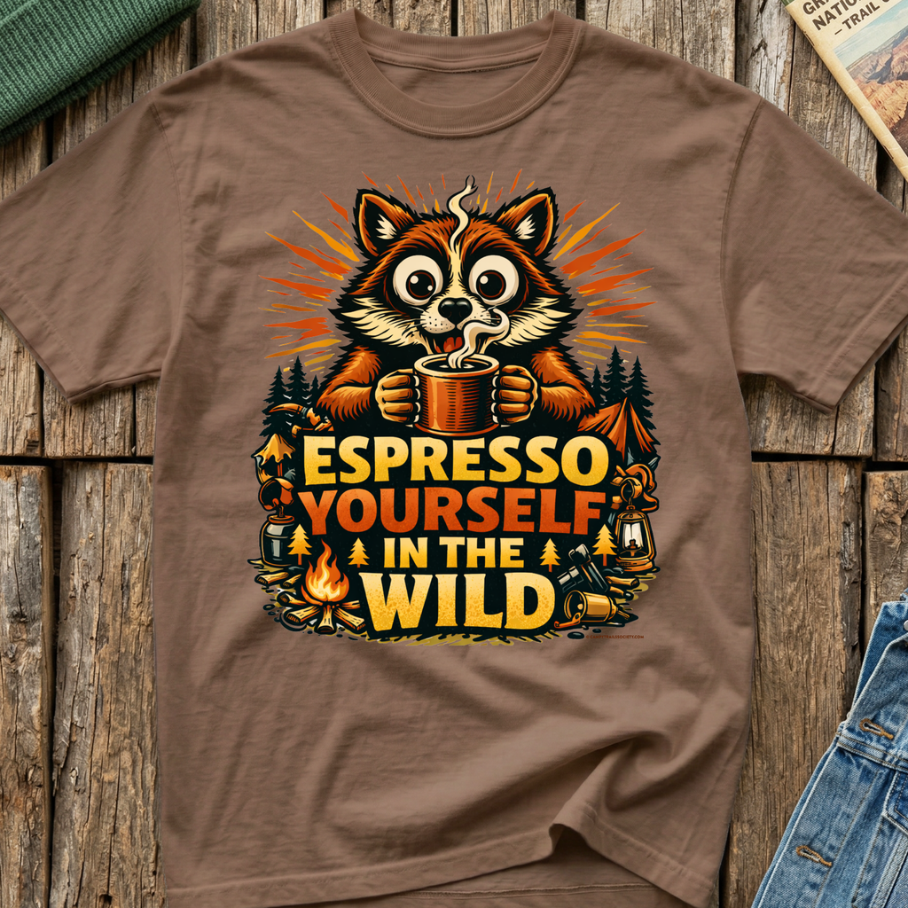 Espresso Yourself In The Wild Raccoon T-Shirt