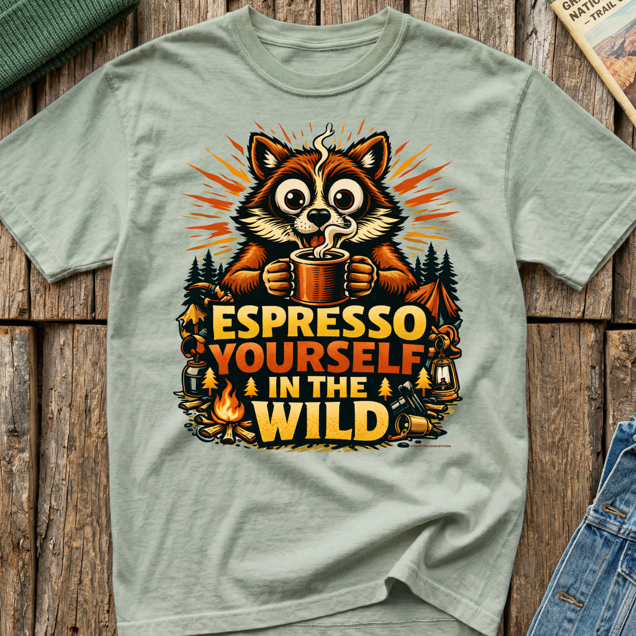Espresso Yourself In The Wild Raccoon T-Shirt