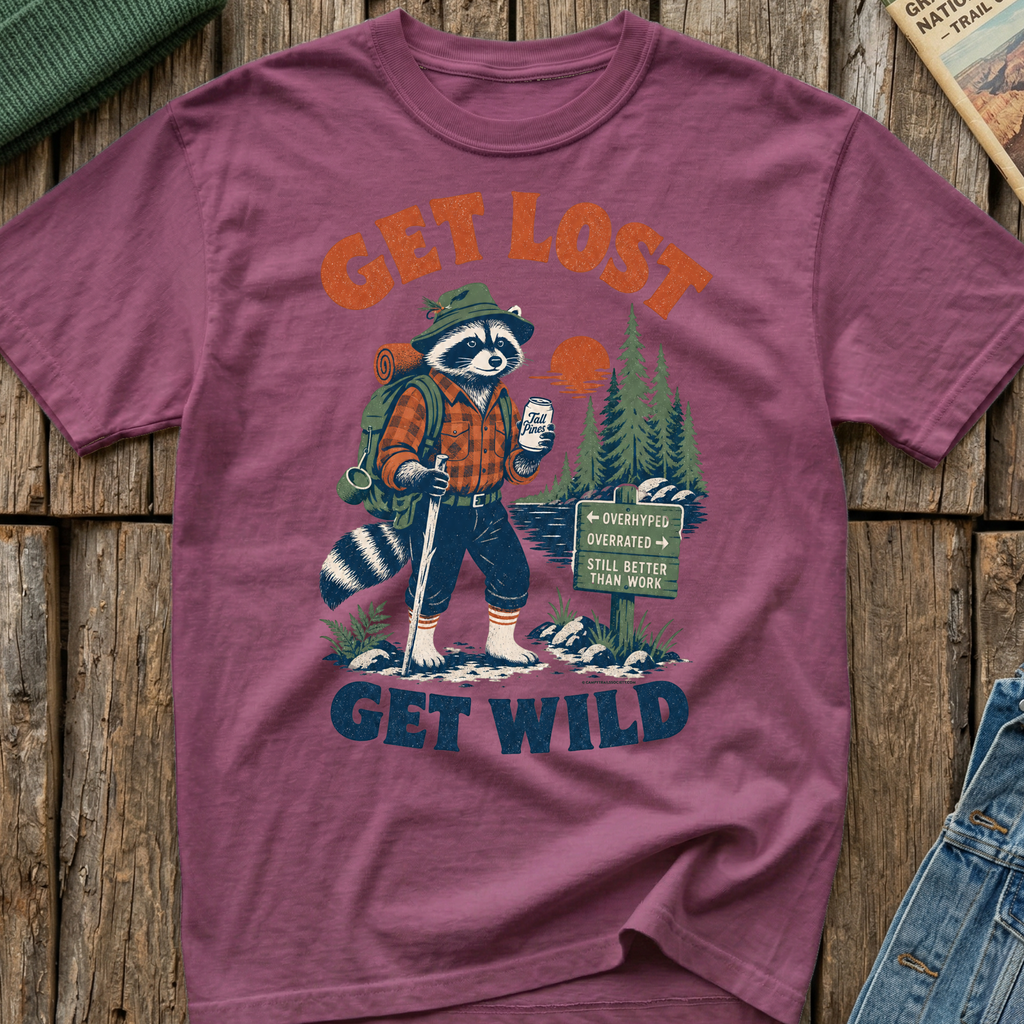 Get Lost, Get Wild Raccoon T-Shirt