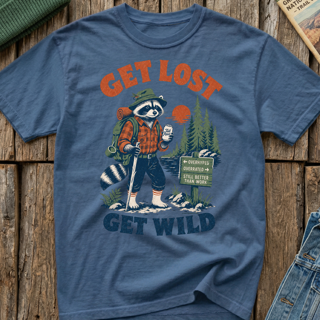 Get Lost, Get Wild Raccoon T-Shirt