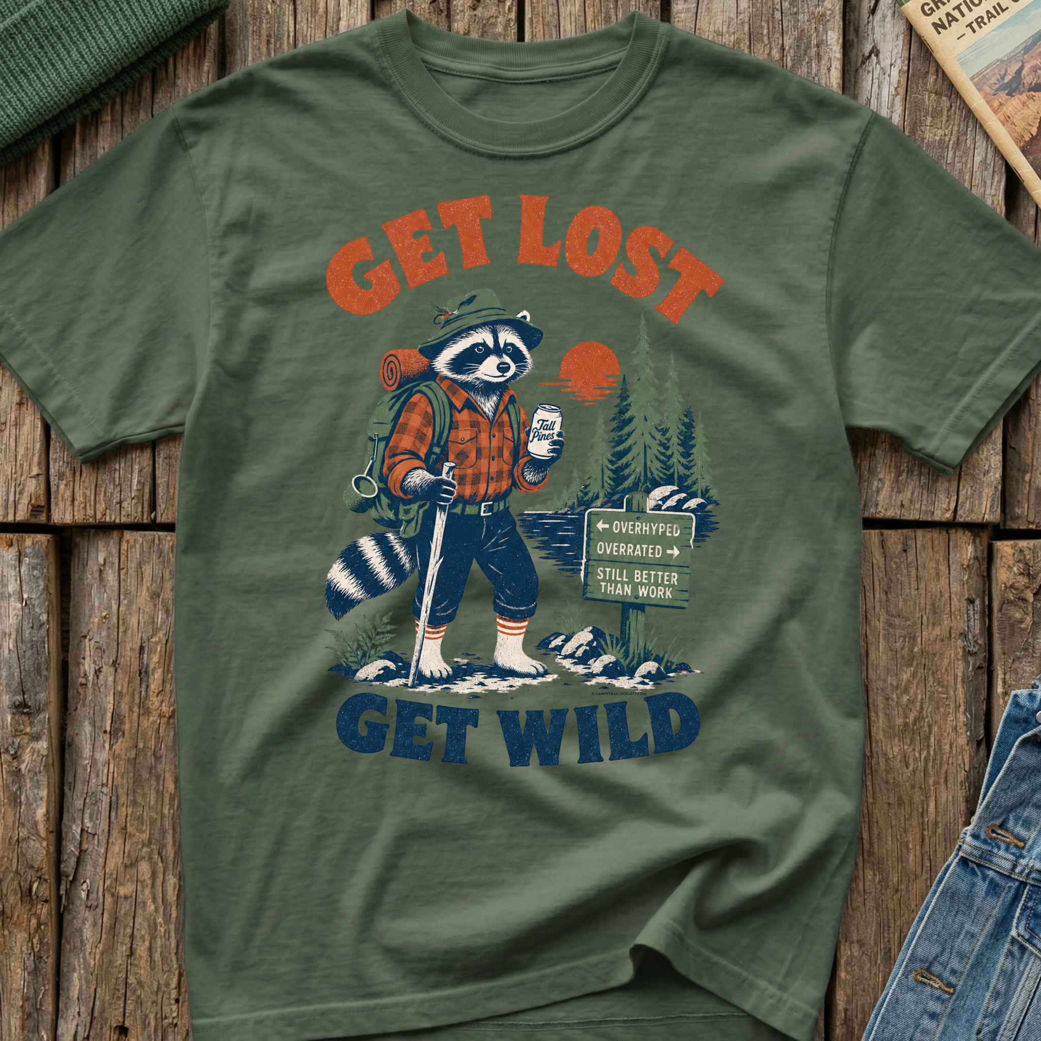 Get Lost, Get Wild Raccoon T-Shirt