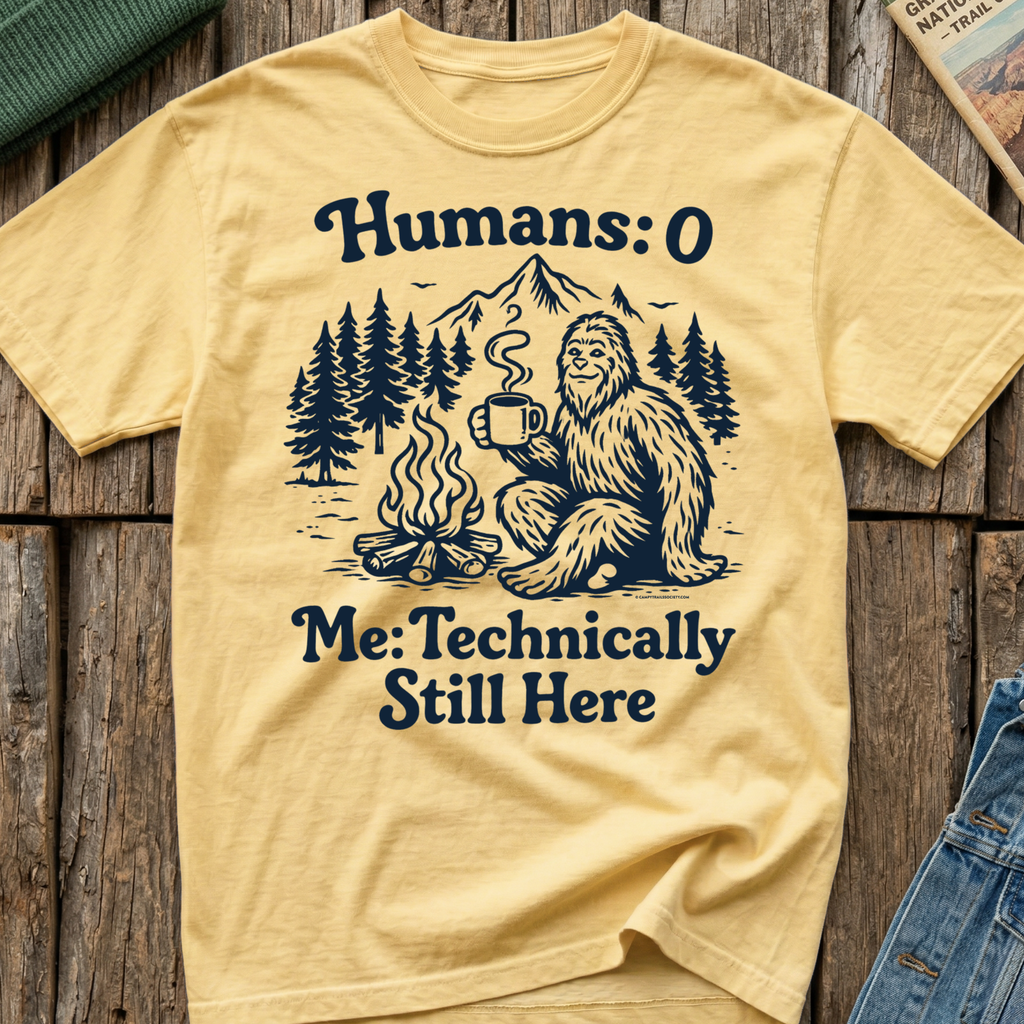 Humans 0 Bigfoot Still Here T-Shirt