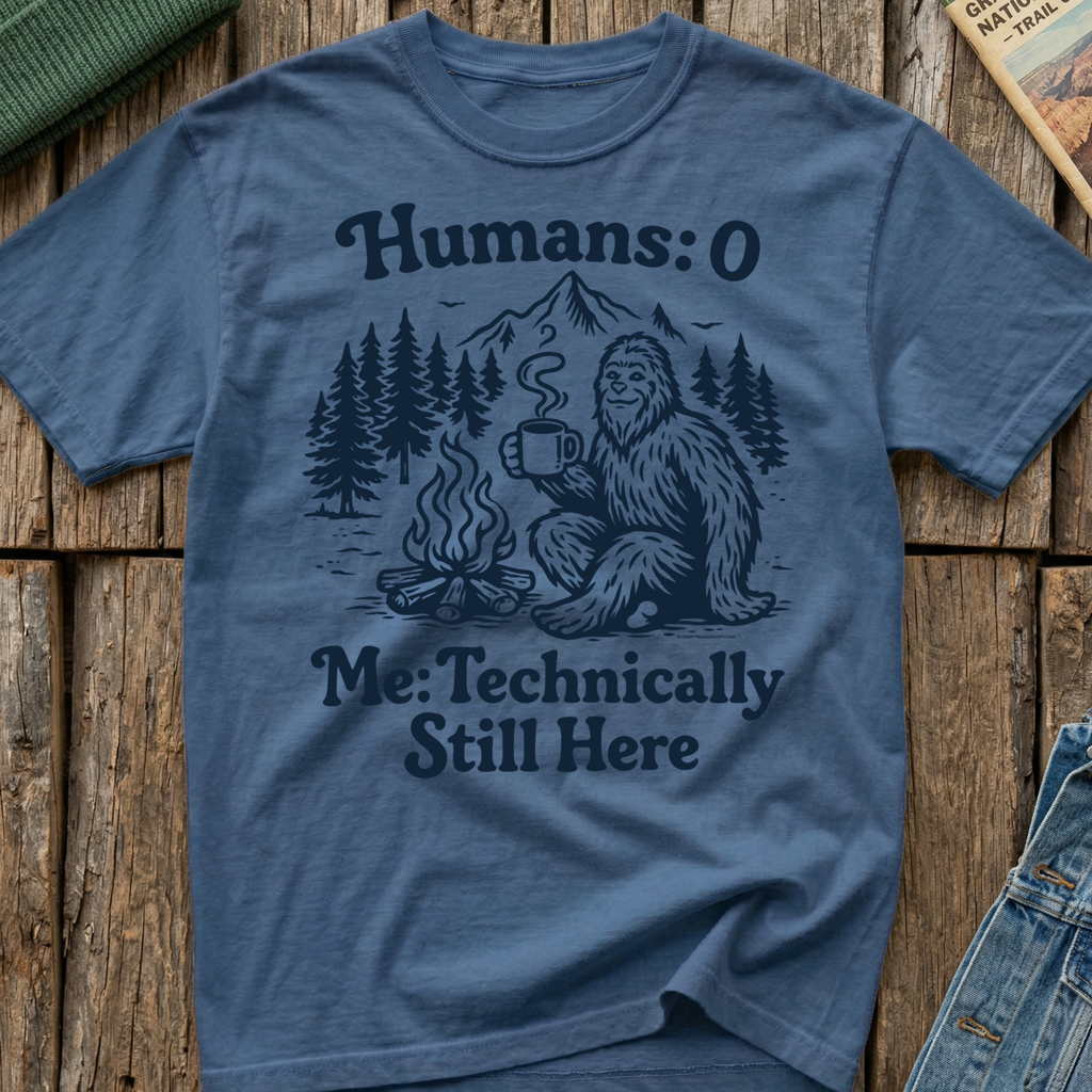Humans 0 Bigfoot Still Here T-Shirt