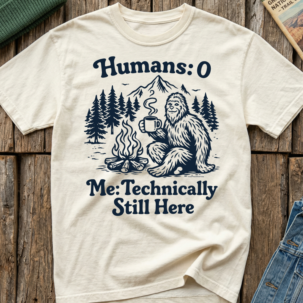 Humans 0 Bigfoot Still Here T-Shirt