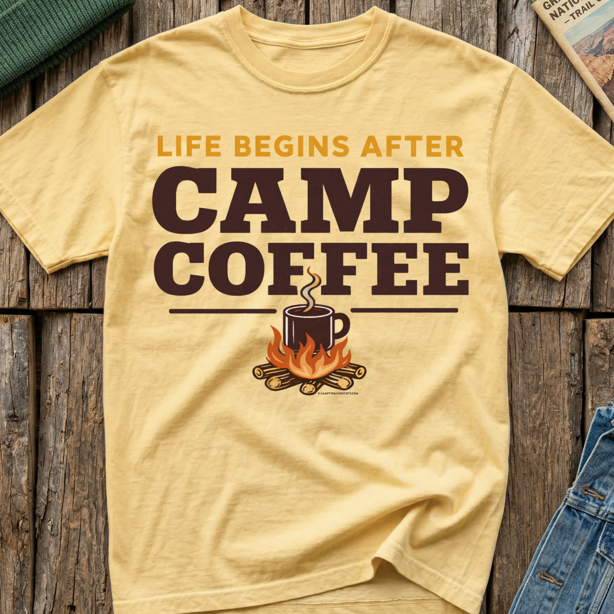 Life Begins After Camp Coffee T-Shirt