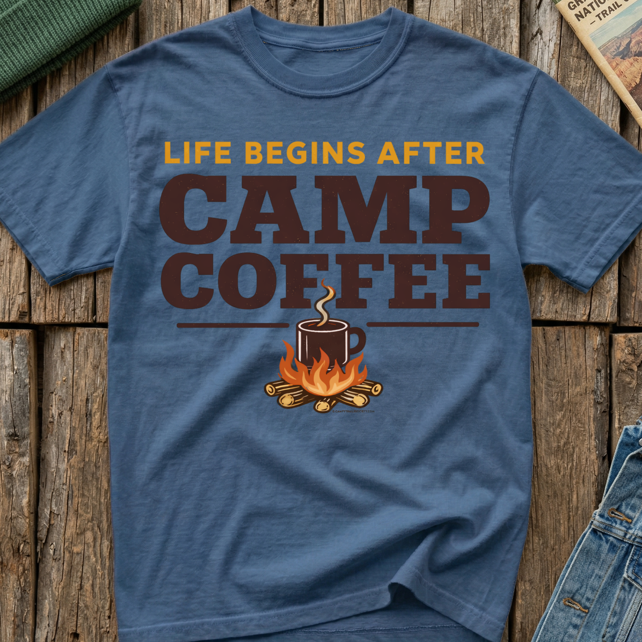Life Begins After Camp Coffee T-Shirt