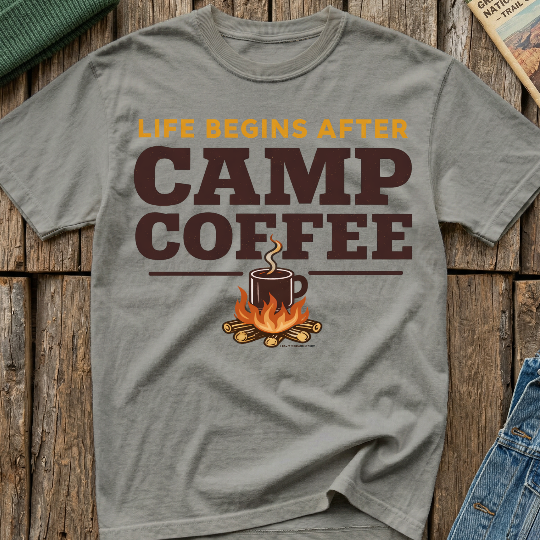 Life Begins After Camp Coffee T-Shirt