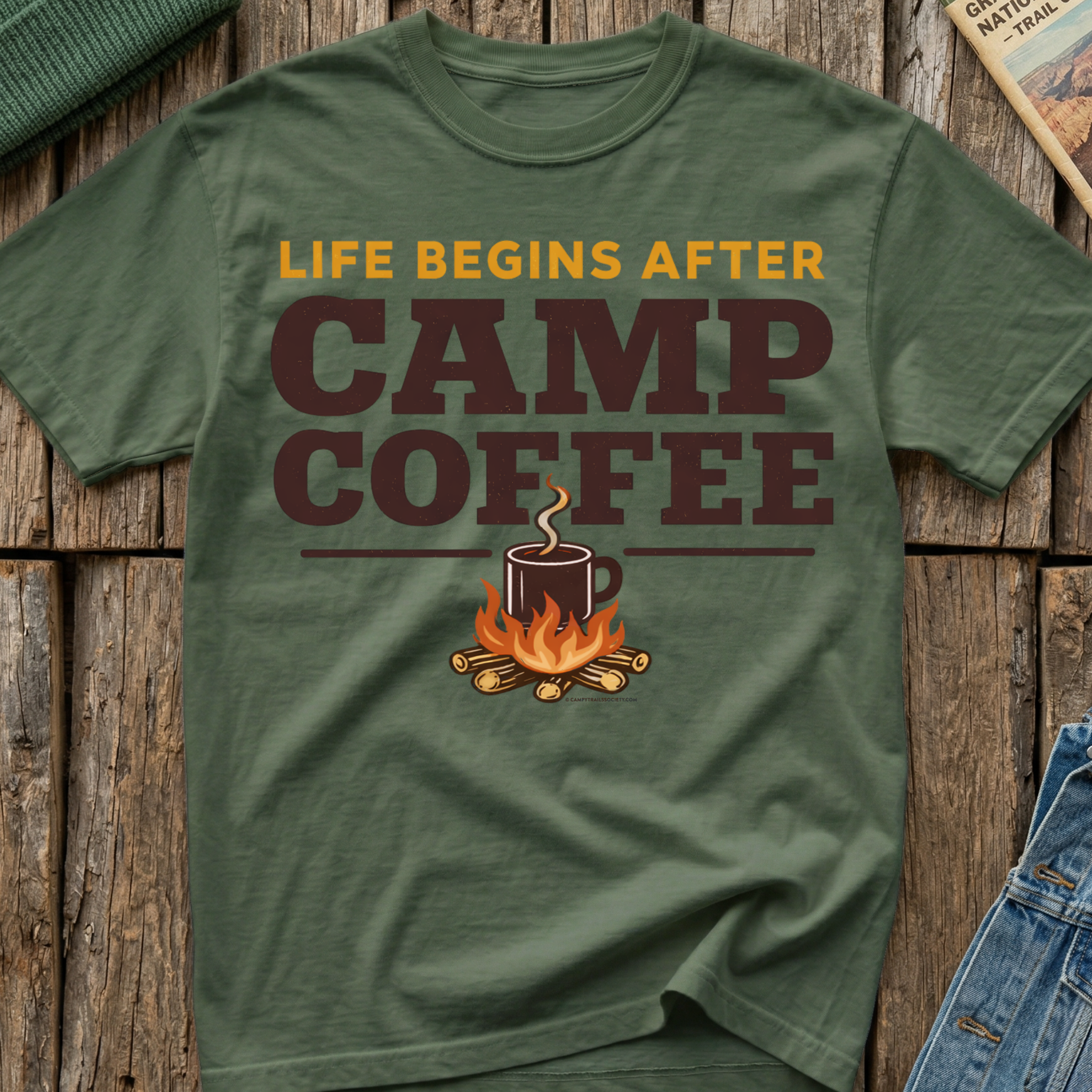 Life Begins After Camp Coffee T-Shirt
