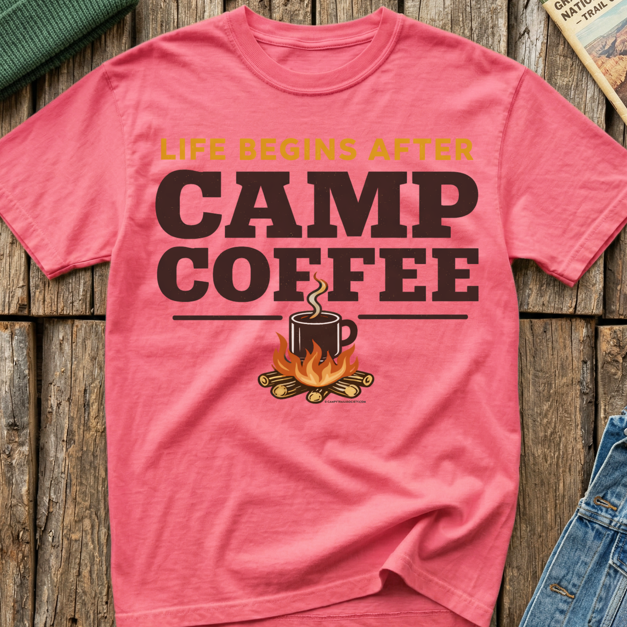 Life Begins After Camp Coffee T-Shirt