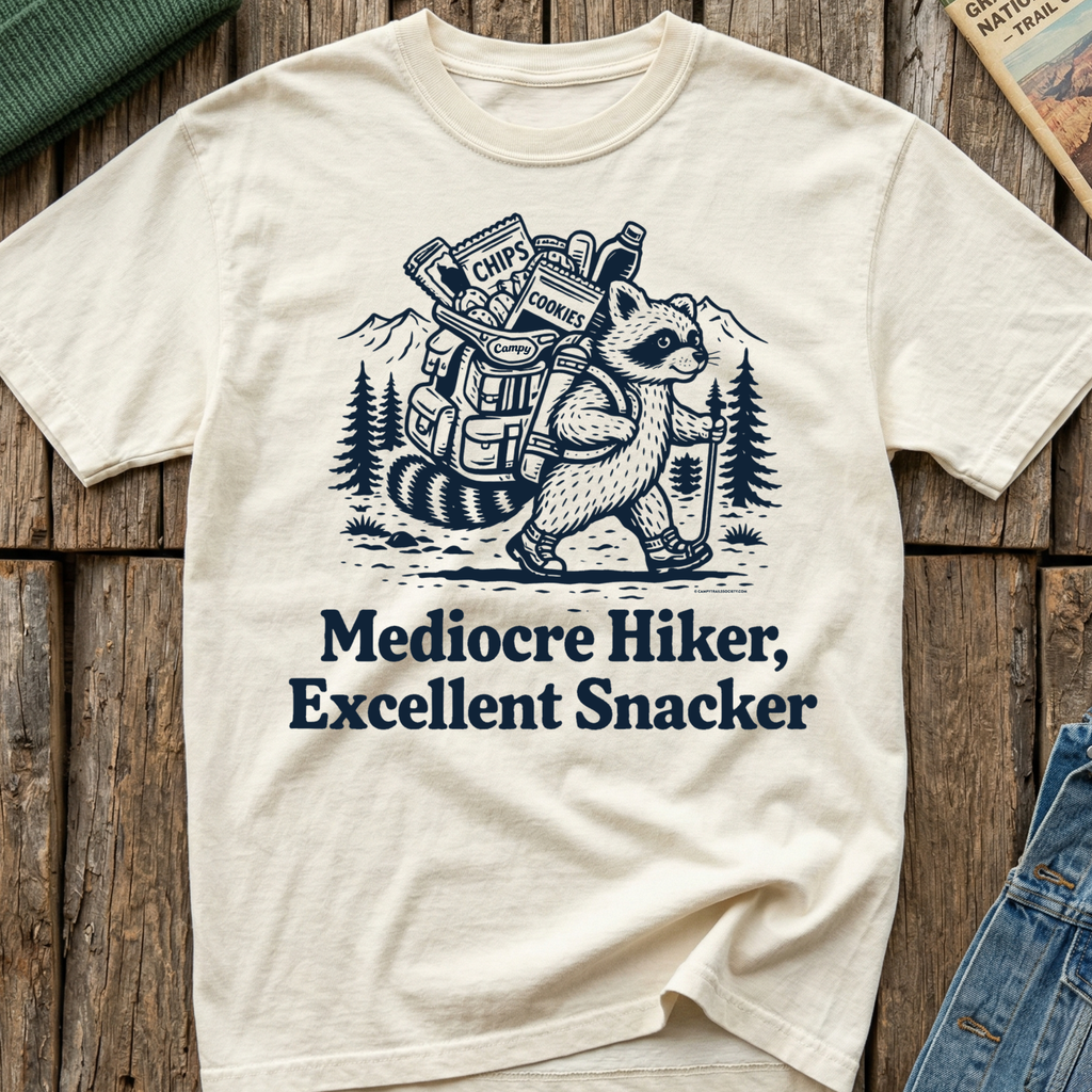 Mediocre Hiker Excellent Snacker T-Shirt