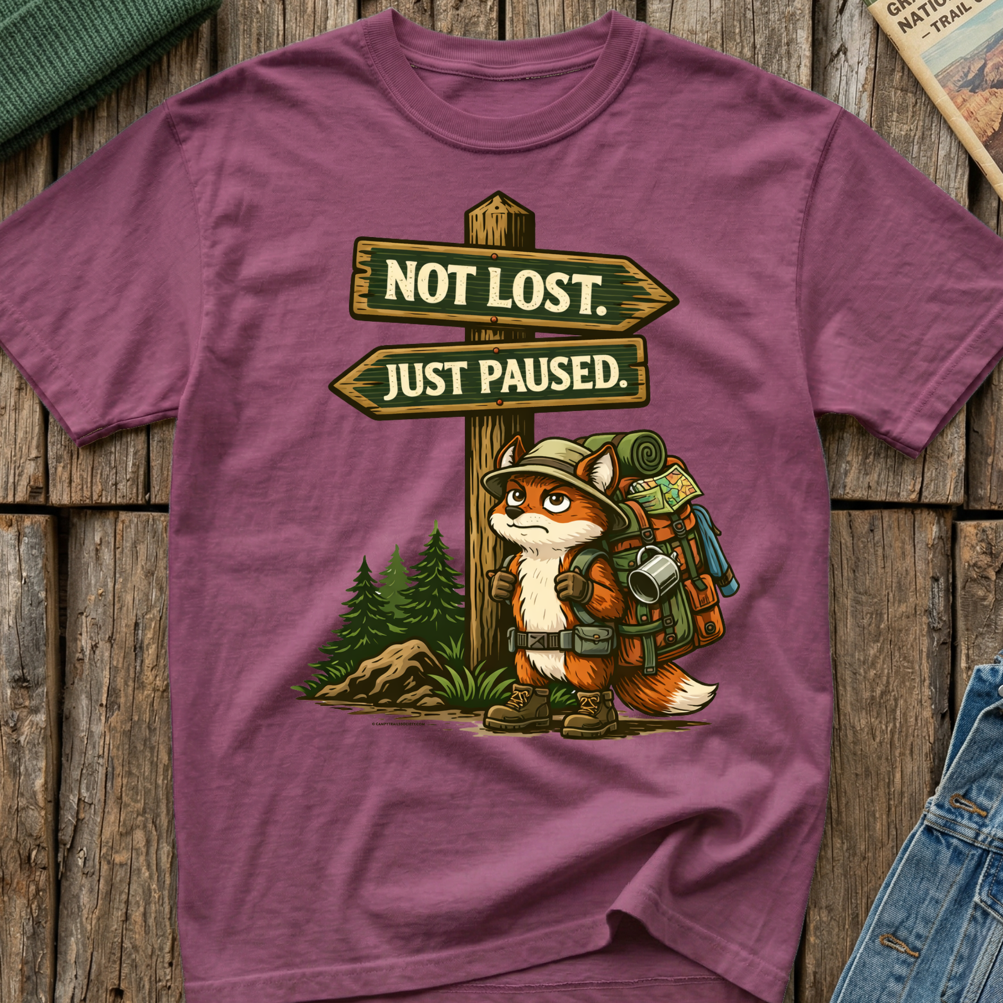 Not Lost Just Paused Campy Fox T-Shirt