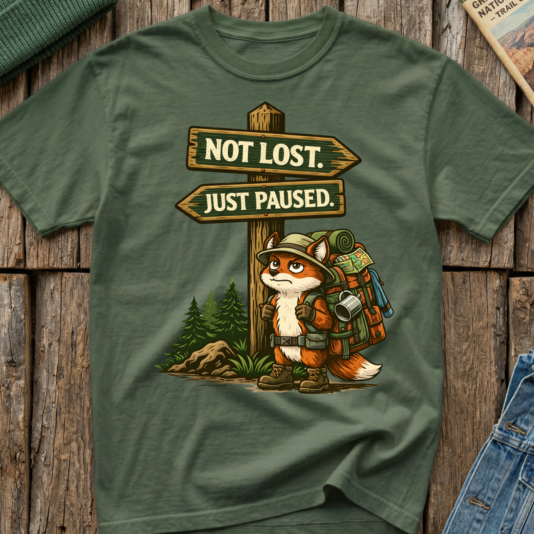 Not Lost Just Paused Campy Fox T-Shirt