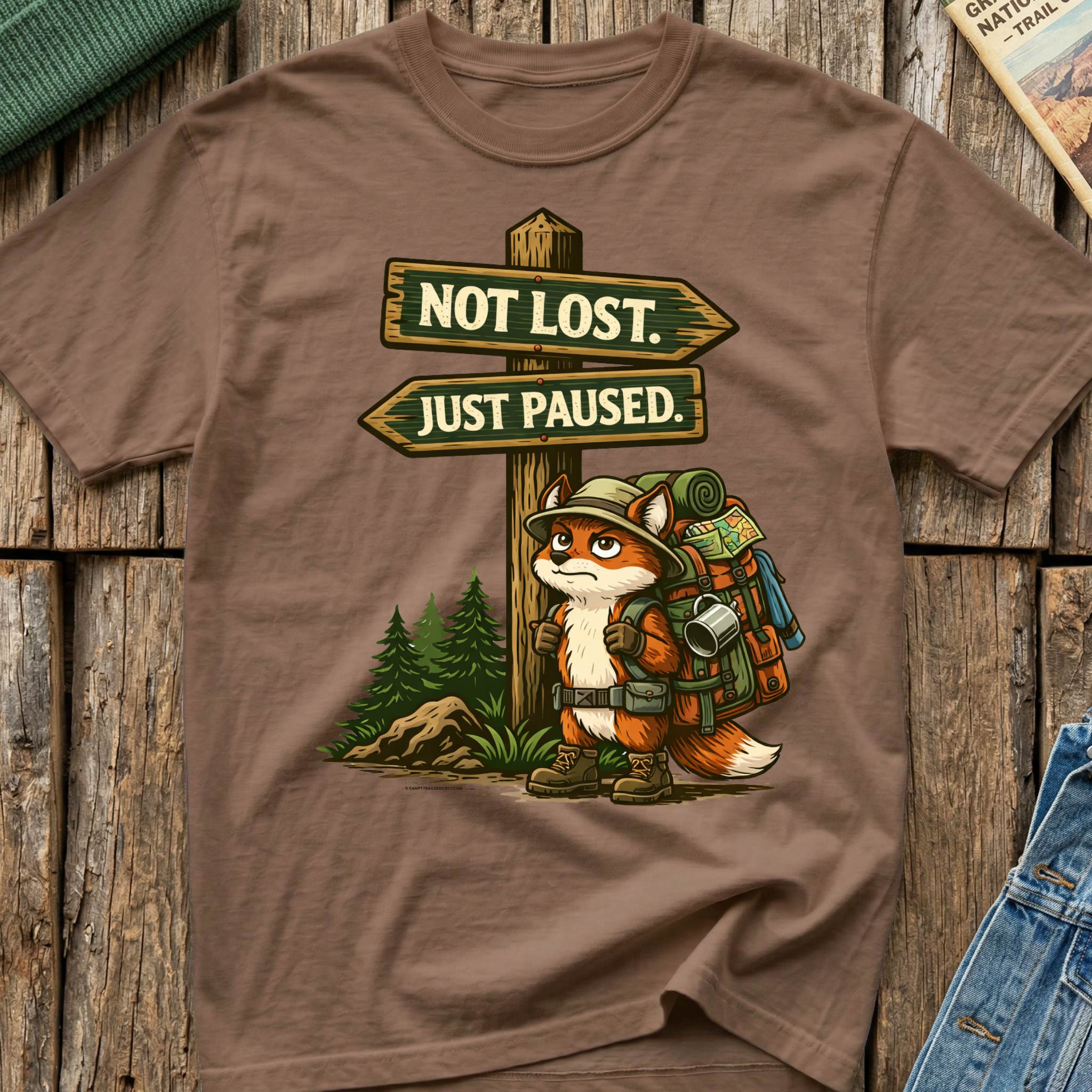 Not Lost Just Paused Campy Fox T-Shirt