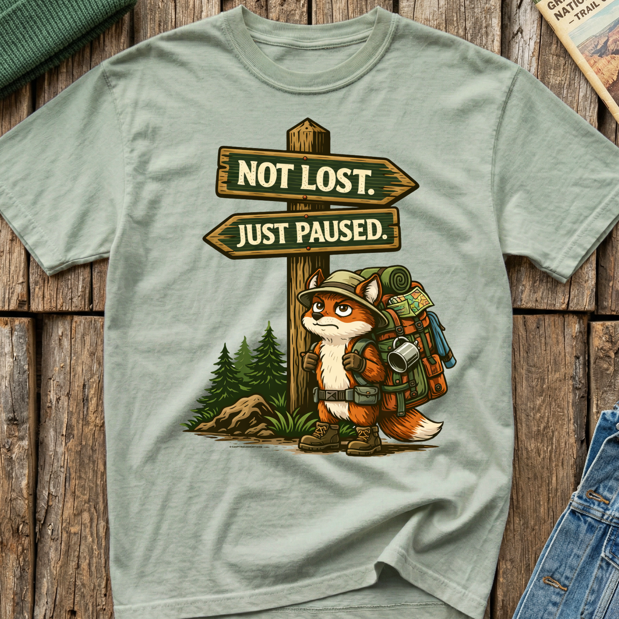 Not Lost Just Paused Campy Fox T-Shirt