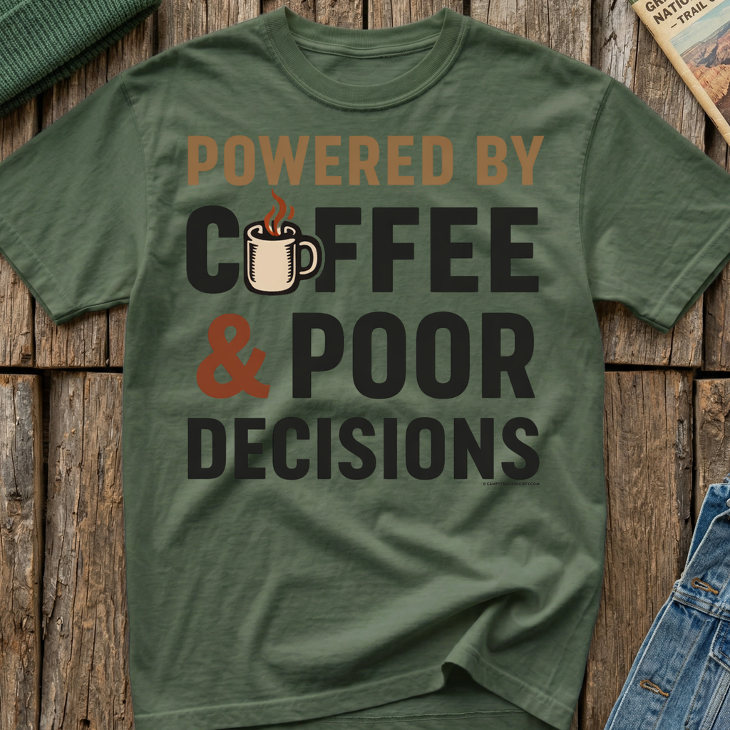 Powered by Coffee And Poor Decisions T-Shirt