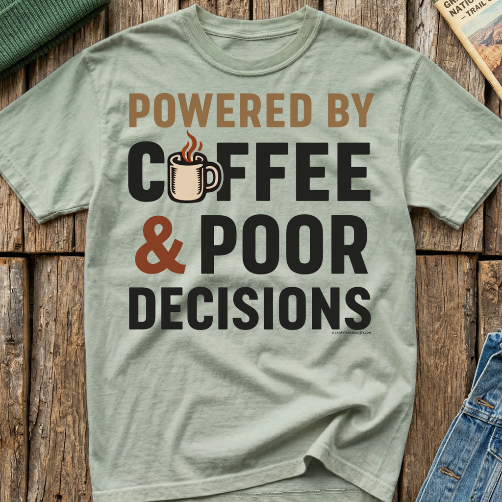 Powered by Coffee And Poor Decisions T-Shirt