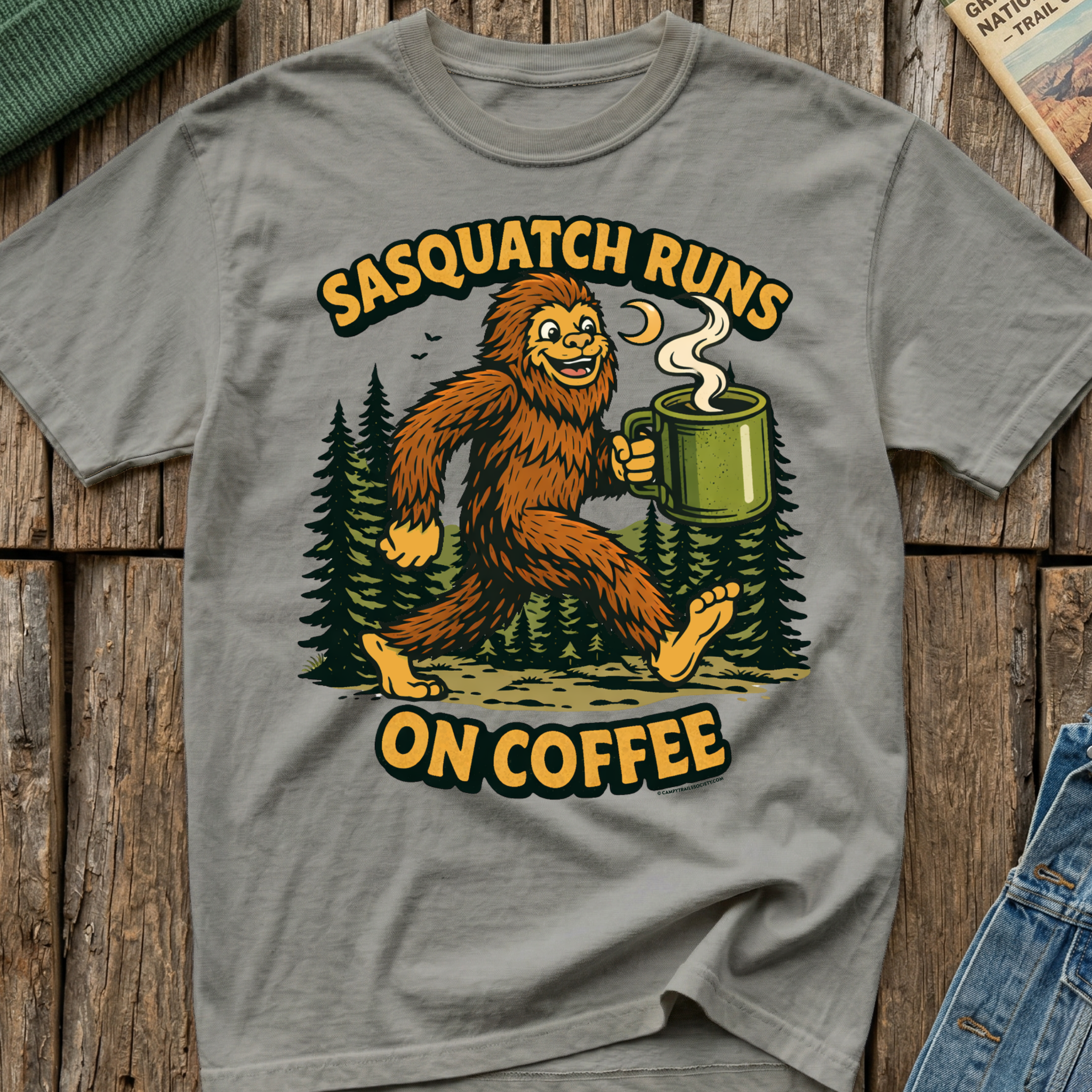 Sasquatch Runs On Coffee T-Shirt