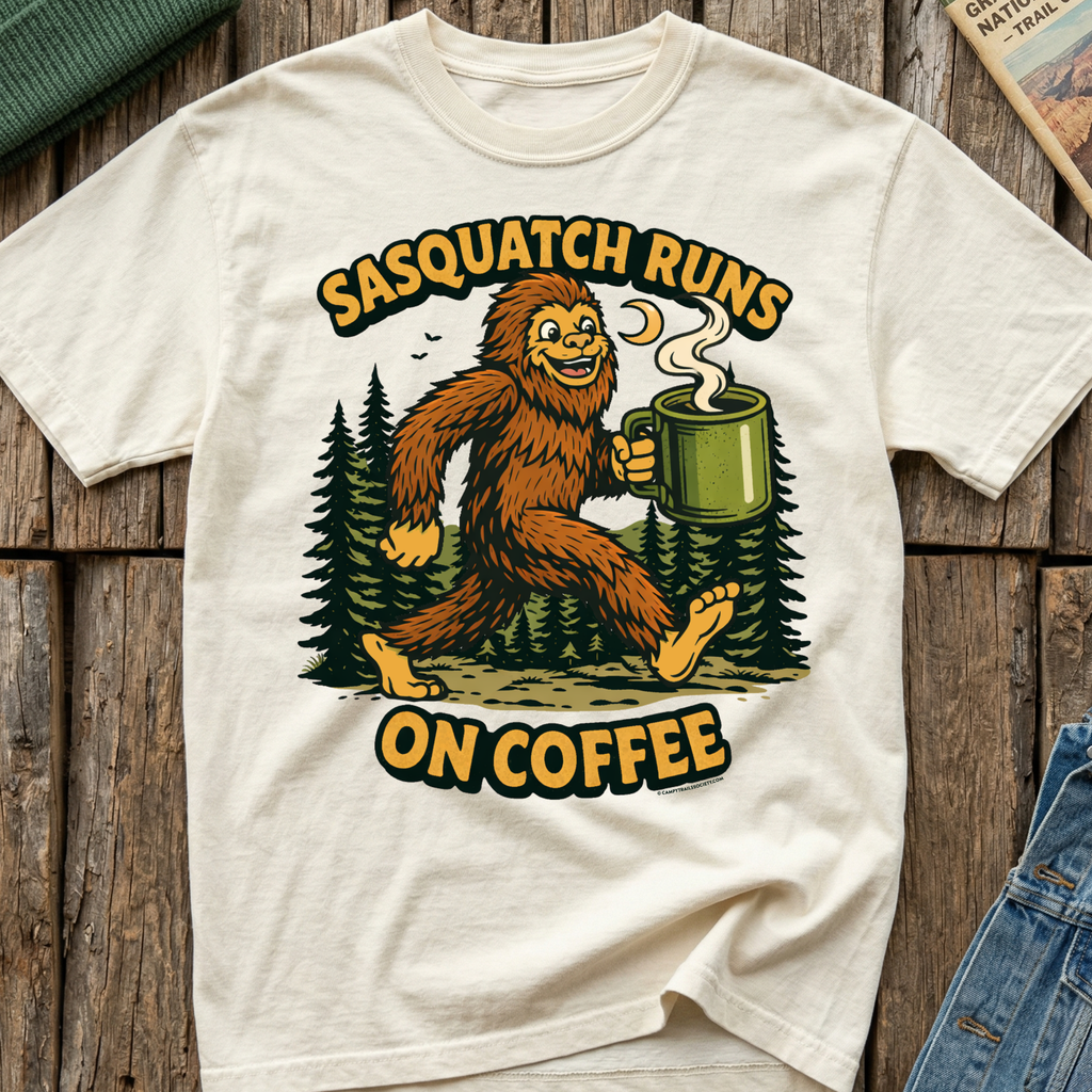 Sasquatch Runs On Coffee T-Shirt