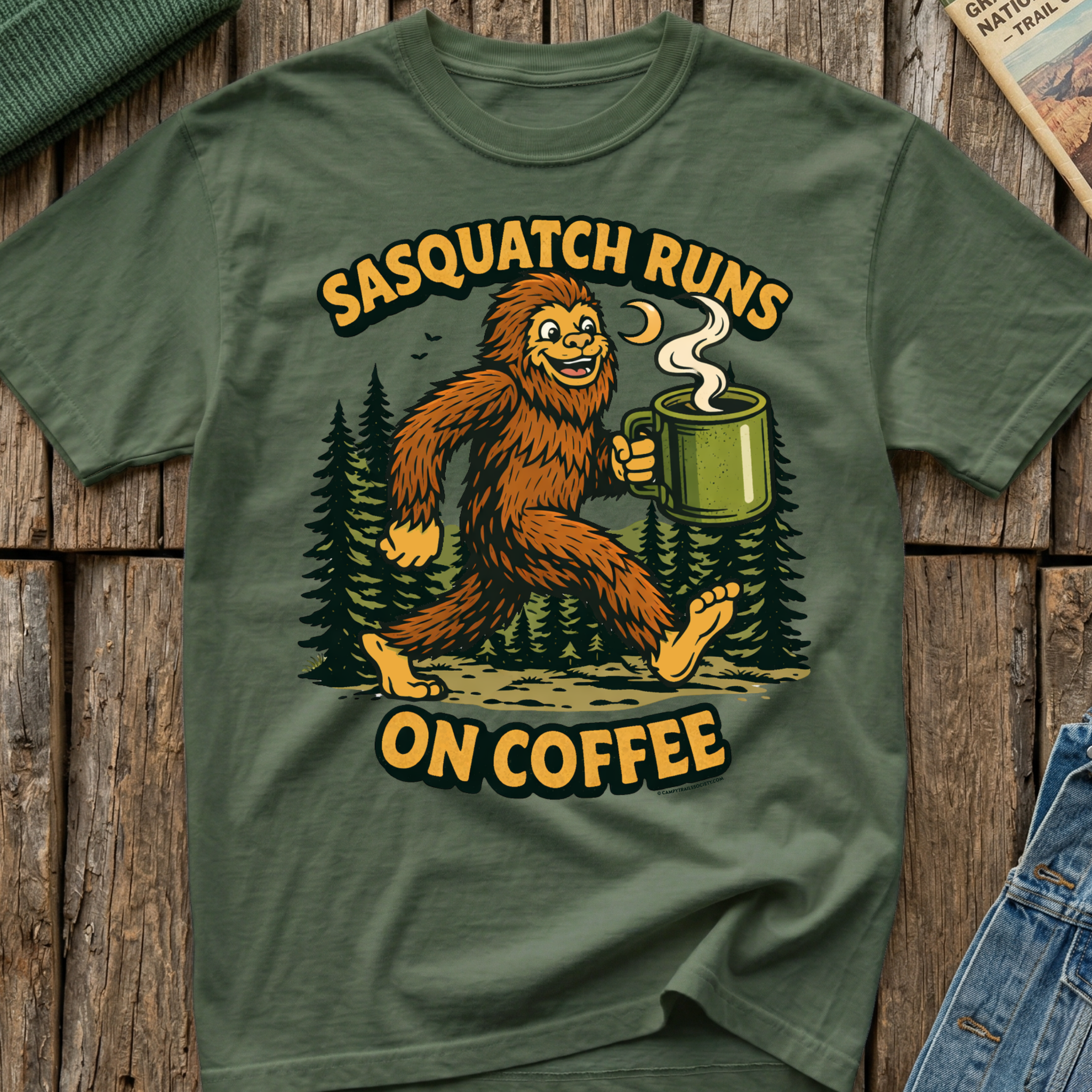 Sasquatch Runs On Coffee T-Shirt