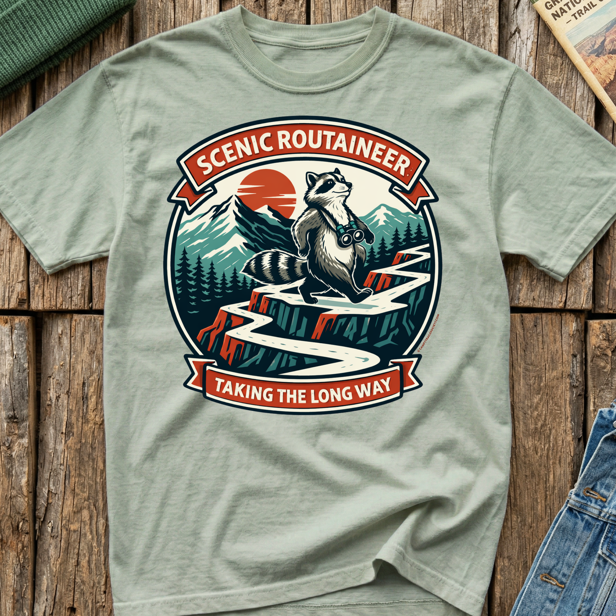 Scenic Routaineer Raccoon T-Shirt